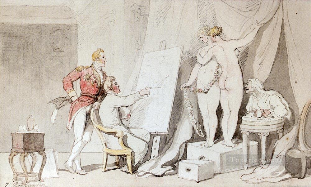 A Study In Life Drawing caricature Thomas Rowlandson Oil Paintings